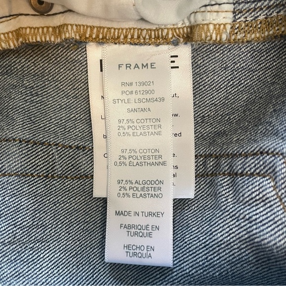 FRAME Le Stevie Crop Slouchy Straight Blue Jeans Frayed Hem Santana Wash Size 29 - Picture 7 of 8